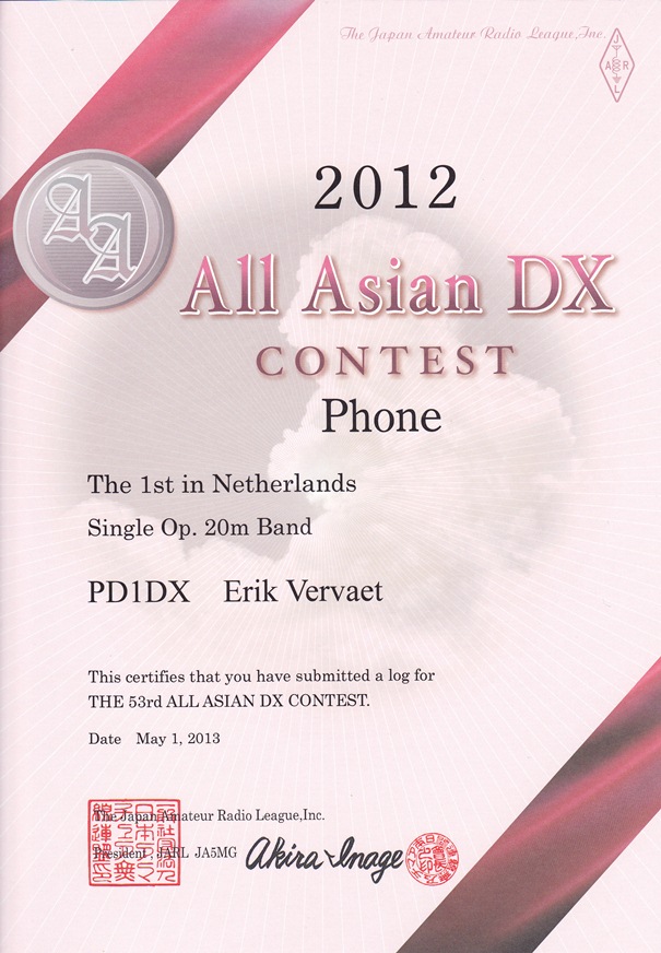 2012 ALL ASIAN DX SO20meter SSB 2012