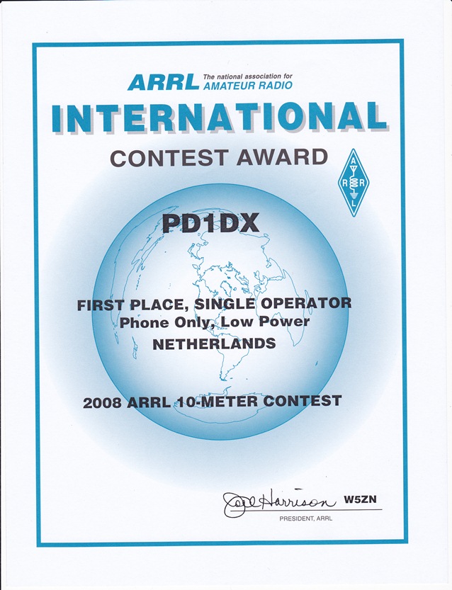 2008 ARRL 10 meter SO LP SSB PD1DX 2008