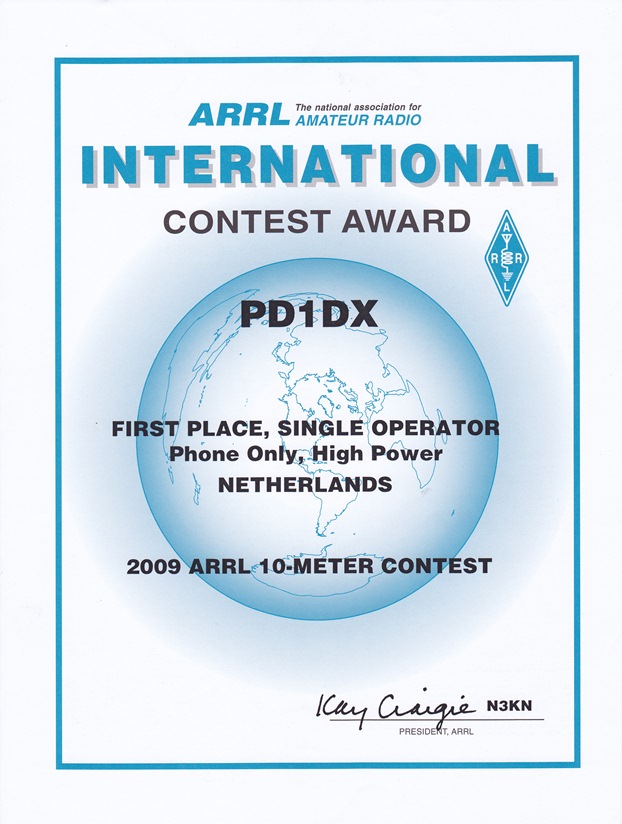 2009 ARRL 10 meter SO SSB HP PD1DX 2009