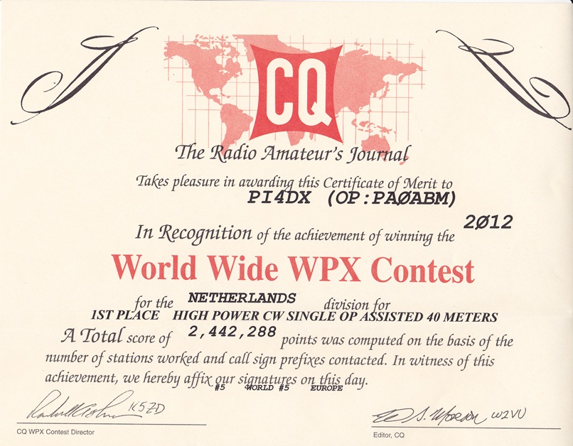 2012 CQ WPX HP SO CW 40meter 2012