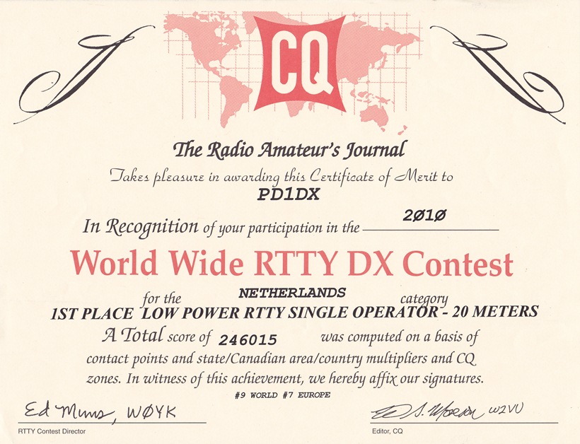 2010 CQ WPX RTTY SO 20meter PD1DX 2010