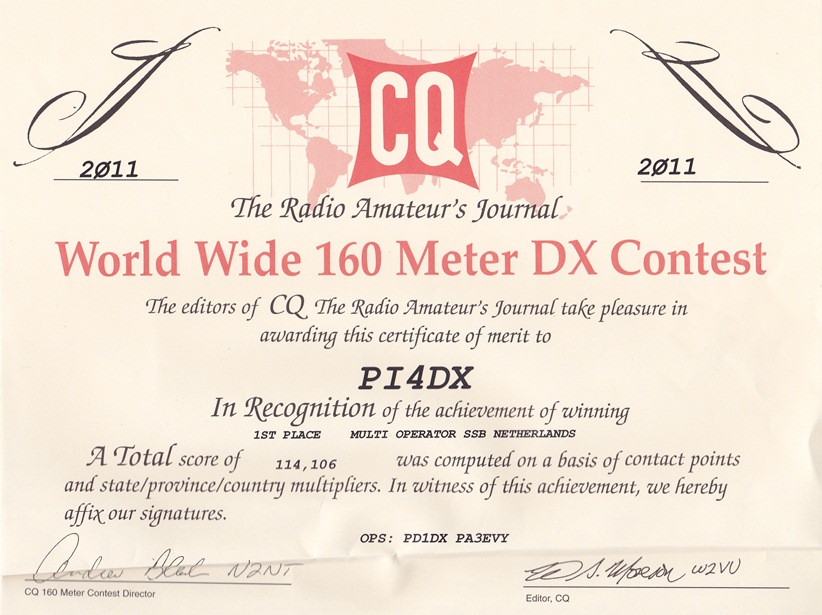 2011 CQ WW 160 meter DX MO SSB 2011