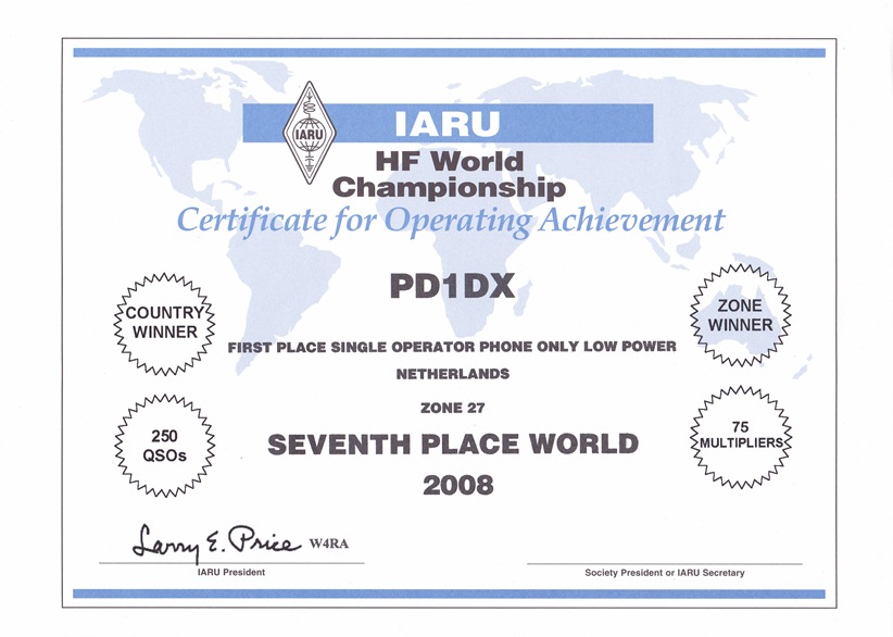 2008 IARU HF Champ So SSB 1th PA PD1DX 2008