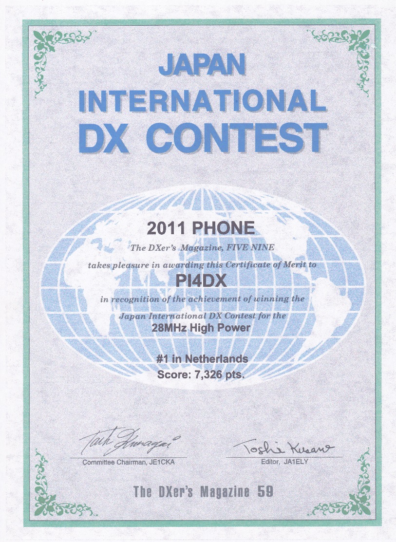 2011 Japan INT DX 10 M HP SSB 2011