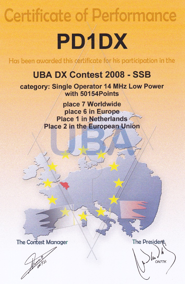 2008 UBA SO 20meter LP PD1DX SSB 2008